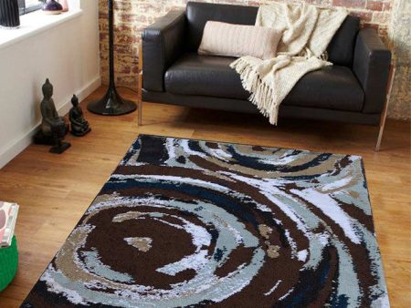 Abstract Elegant Brown Polyester Carpet Cheap