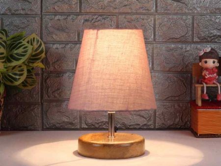 Beautiful Cotton Round Natural Wooden Base Table Lamp | 6 x 8 inches Online now