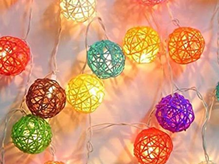 Multicolor 15 Bamboo Ball Fairy String Lights Wall Light Supply