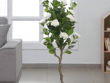 Artificial Camellia Flower Plants With Black Pot | 4 feet on Sale