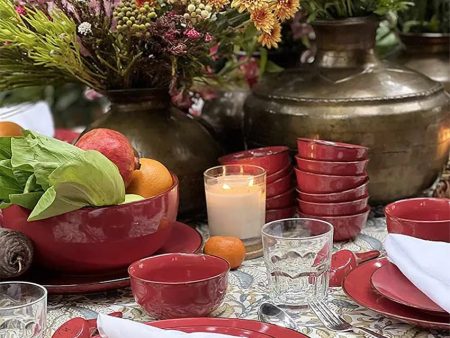 Crimson Rose Porcelain Dinner Set | Pack of 18 For Cheap