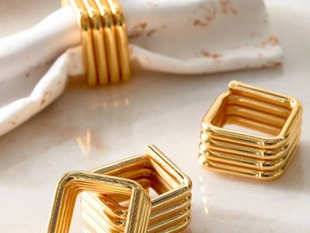 Square Metal Napkin Ring | Set Of 4 Hot on Sale