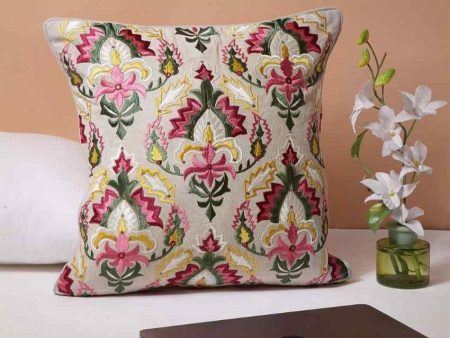 Ambavati Embroidered Cotton Cushion Cover | 16 x 16 inches Online now