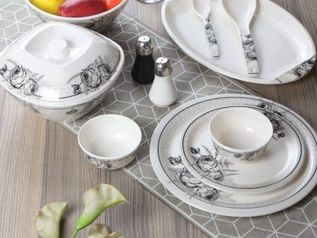 Black Flower Printed Melamine Dinner Set | Set of 41 pcs Online