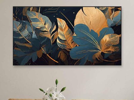 Tropical Golden Leaves Floating Frame Wall Painting Fashion