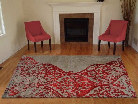 Abstract Kinetic Red Polyester Carpet Hot on Sale