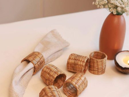 Natural Water Hyacinth Napkin Rings | Set of 6 | 2 x 2 inches Supply