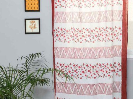 Zig Zag Ruby Crush Hand Block Printed Door Curtain | 7 ft x 3.6 ft Online Sale