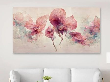 3D Pink Flowers Canvas Frame Wall Painting Supply