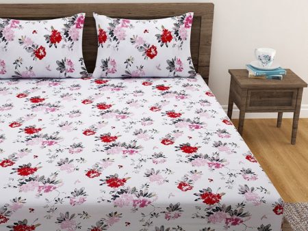 Alondra Cotton Fitted Double Bedsheet with 2 Pillow Covers | Double Fitted Size | 72 x 78 Inches Sale