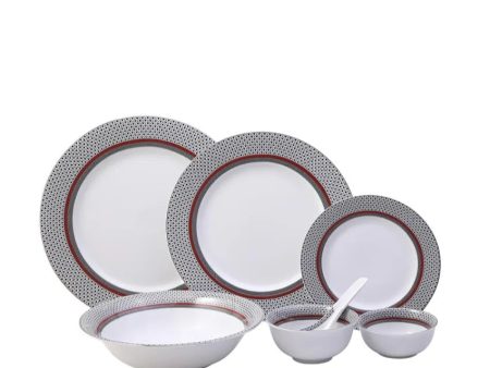 Burgundy Porcelain Dinner Set | Pack of 21 Cheap