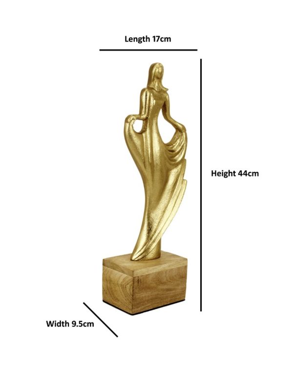 Decor Whimsy Gold Lady Aluminum Figurine For Discount