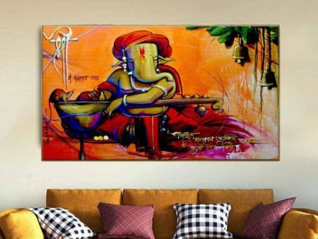 Beautiful Ganesha Floating Framed Canvas Wall Painting Online now