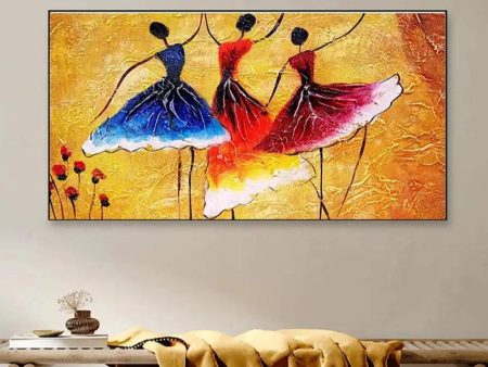 Ballerinas Dancing Wall Painting | 48 x 24 inches Online Hot Sale