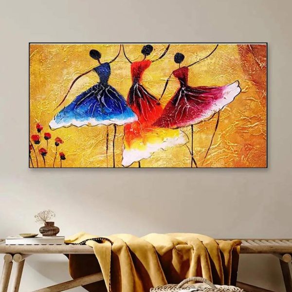 Ballerinas Dancing Wall Painting | 48 x 24 inches Online Hot Sale