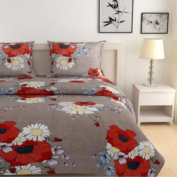 Multicolor Floral Cotton Bedding Set With Pillow Covers | Double Size Online Sale