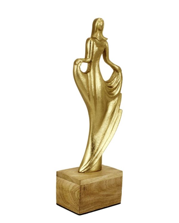 Decor Whimsy Gold Lady Aluminum Figurine For Discount