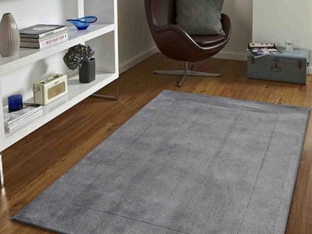 Sleek Solid Grey Hand Tufted Wool Carpet Online Hot Sale