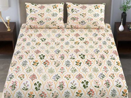 Anne Floral Polycotton Flat Bedding Set | Double Size | 90 x 108 inches Sale