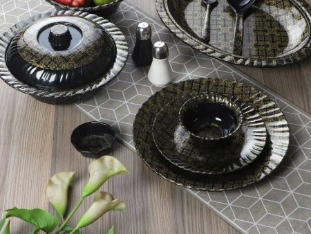 Abstract Black Gold Melamine Dinner Set | Set of 46 pcs Online