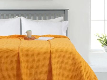 Mustard Waffle Cotton Blanket | 90 x 60 inches , 90 x 90 inches , 108 x 90 inches Discount