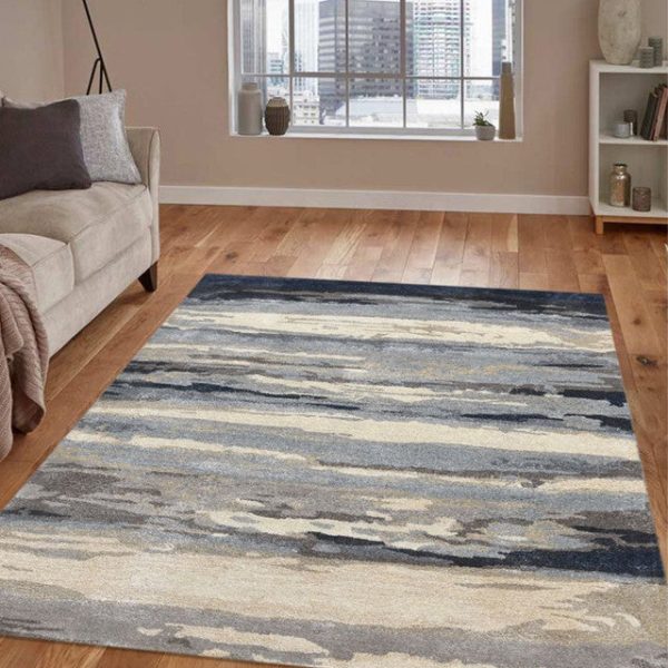 Sky Blue Dream Scape Hand Tufted Wool & Viscose Carpet | 6 x 4 Feet For Discount