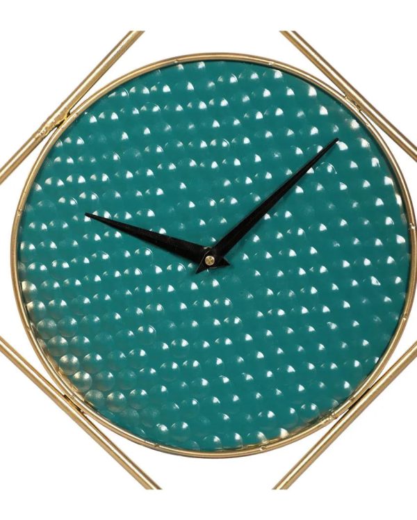 Square Green & Gold Iron Table Clock | 10 x 12 x 1 inches Hot on Sale