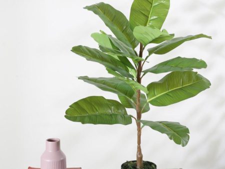 Artificial Banana Green Plant With Black Pot For Interior Decor | 2.5 feet For Cheap