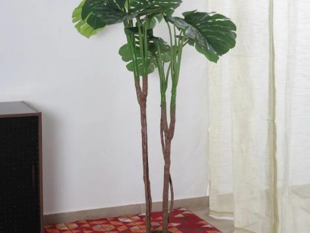 Artificial Real Touch Monstera Plant With Black Pot | 5.25 feet For Sale