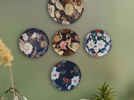 Oriental Blooms Metal Wall Plates | Set Of 5 For Cheap