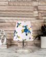 Blossoming Print Cotton Round White Brushed Wood Table Lamp | 6 x 8 inches Sale