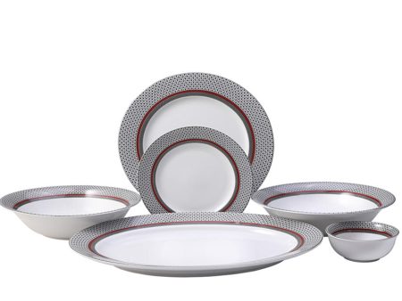 Burgundy Porcelain Dinner Set | Pack of 33 For Cheap