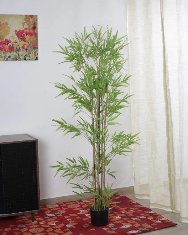 Artificial Green Bamboo Plant With Black Pot | 5 feet Discount