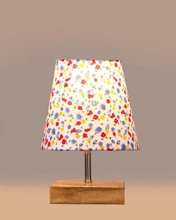 Blooming Cotton Square Natural Wood Base Table Lamp | 6 x 8 inches Online