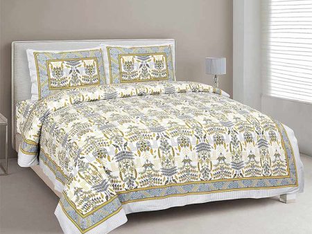 Aconit Sanganeri Cotton Flat Bedding Set | Double Size | Multiple Colors | 93 x 108 inches For Sale