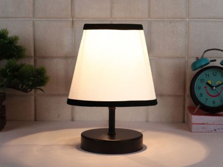 Aesthetic White & Black Cotton Round Wood Table Lamp | 6 x 8 inches Fashion