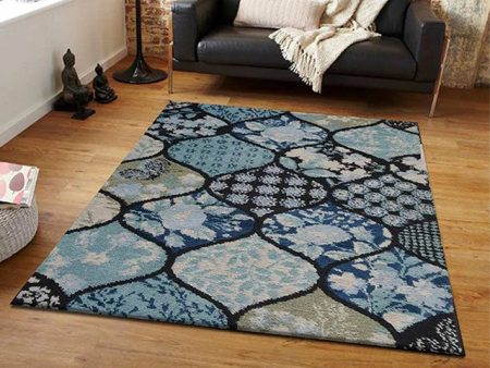 Abstract Intricate Blue Polyester Carpet Online Hot Sale