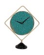 Square Green & Gold Iron Table Clock | 10 x 12 x 1 inches Hot on Sale