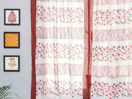 Zig Zag Ruby Crush Hand Block Printed Window Curtain | 5 ft x 3.6 ft Online