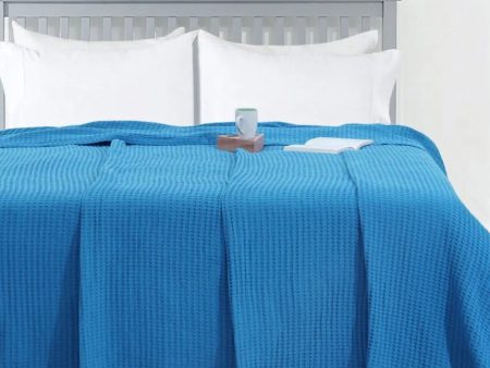 Teal Waffle Cotton Blanket | 90 x 60 inches , 90 x 90 inches , 108 x 90 inches Fashion