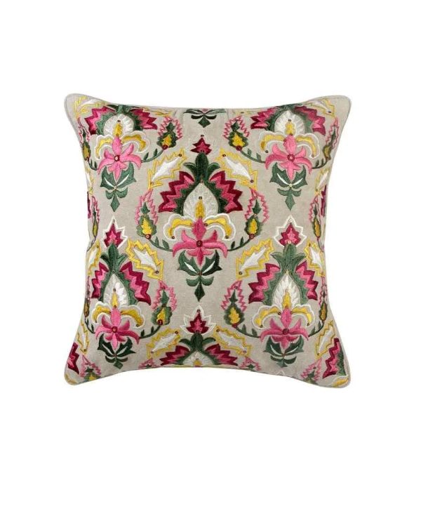 Ambavati Embroidered Cotton Cushion Cover | 16 x 16 inches Online now