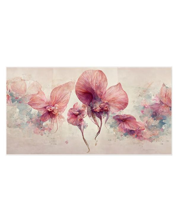 3D Pink Flowers Canvas Frame Wall Painting Supply