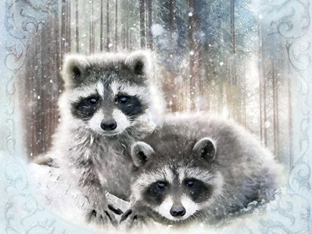 BLUE154 - Enchanted Winter Raccoons   - 12x12 Supply